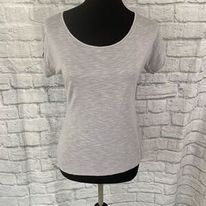 Blu Heaven scoopneck women S short sleeve top w/satin back top light blue